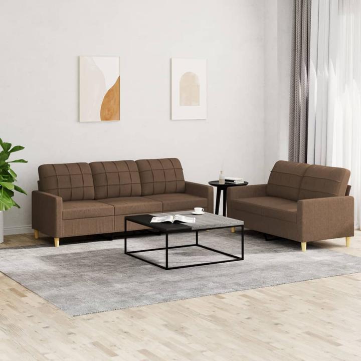 Actual product image VidaXL Sofa set Cushion Armchair Sofa Couch Design sofa 3-piece brown fabric (3-seater)