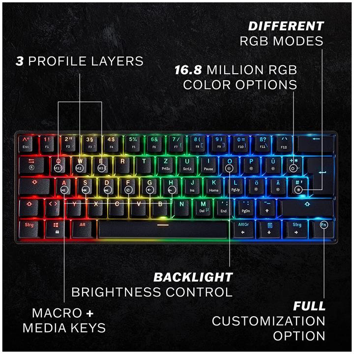 Productafbeelding HK Gaming GK61 US zwart/blauw (NL, Bedraad)