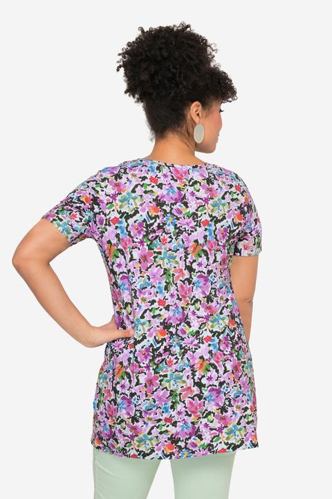 Immagine prodotto Miamoda T-Shirt, Blumenmuster, V-Ausschnitt, Halbarm (42)
