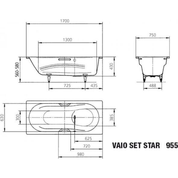 Thumbnail - Kaldewei, Babybadewanne, Vaio Set 954 170x75cm