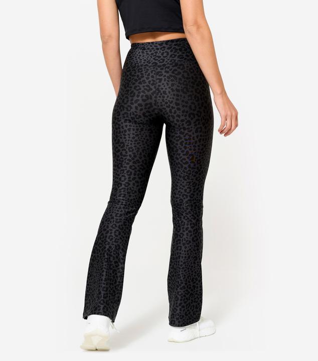 Produktbild Domyos Leggings Damen gerader Beinabschluss - Leoparden-Print dunkelgrau (L)