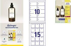 Produktbild Avery Kartonanhänger, 185 g/qm, 90 x 50 mm, weisse extra feine Mikroperforation, beidseitig bedruckt
