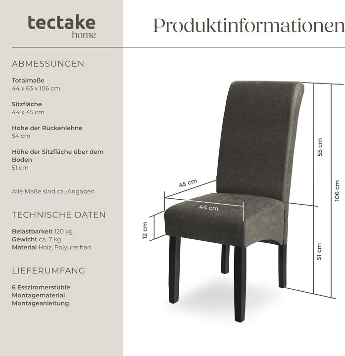 Image du produit tectake Esszimmerstuhl