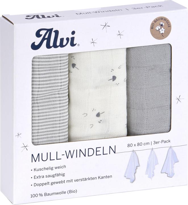 Alvi Mull Windeln 'Faces' 3er Pack (80 cm, 80 cm)