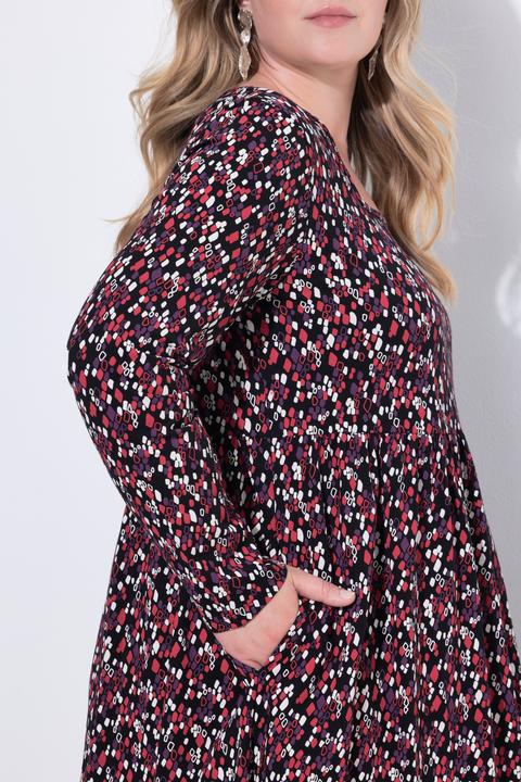 Produktbild Ulla Popken Maxikleid, A-Linie, Carré-Ausschnitt, Langarm (46, 48)