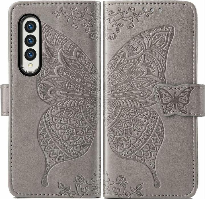 Produktbild König Design Hülle Handy Schutz für Samsung Galaxy Z Fold3 5G Case Cover Tasche Etuis Grau (Samsung Galaxy Z Fold3)