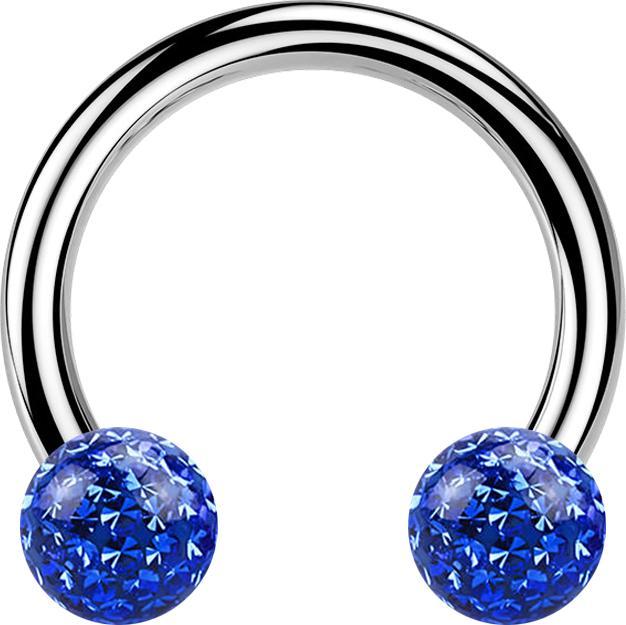 Produktbild Star Piercing Circular Barbell silber mit zwei Kristall Kugeln dunkelblau Epoxy Schutzschicht (Titan G23ohne Messing, ohne Messing)