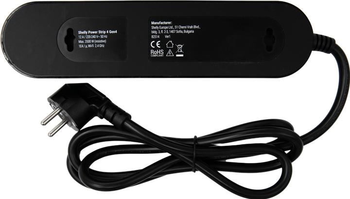 Actual product image Shelly Power Strip 4 Gen4 schwarz (4 x, CEE 7/3, 1.50 m)