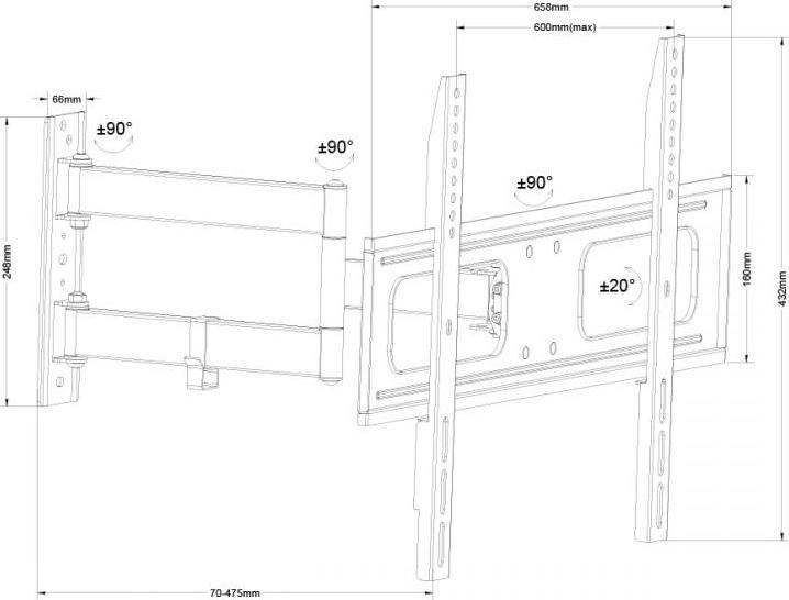 Produktbild Cabletech UPA36-463 (Wand, 70", 50 kg)