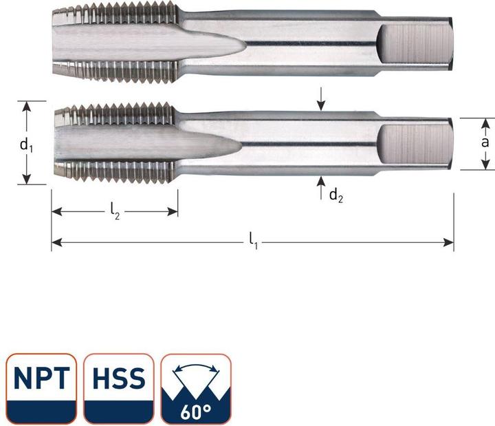 Actual product image Rotec 314.0016 3140016 HSS-Handgewindebohrer-Satz 3/8 x 18 NPT (2)