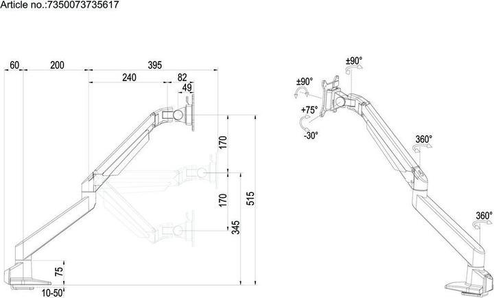 Produktbild Multibrackets Gasliftarm HD (Tisch, 32")