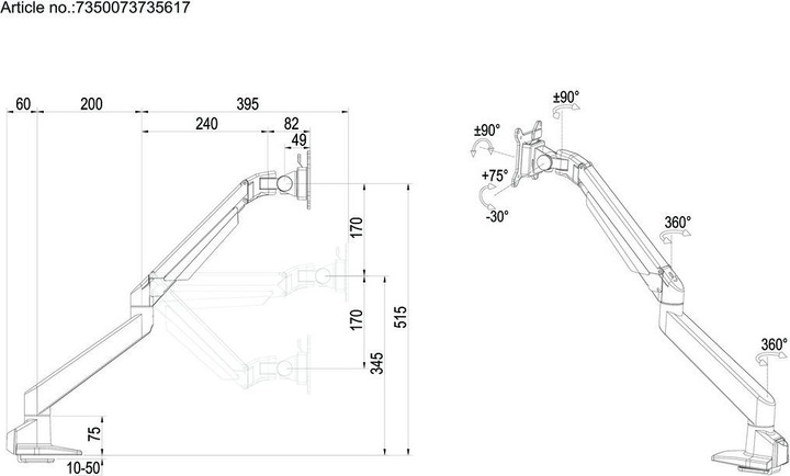 Produktbild Multibrackets Gasliftarm HD (Tisch, 32")