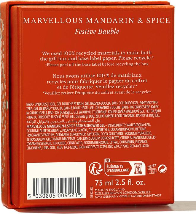 Productafbeelding Molton Brown Marvellous Mandarijn & Kruiden Feestelijke Kerstbal (Vloeibare zeep, 75 ml)