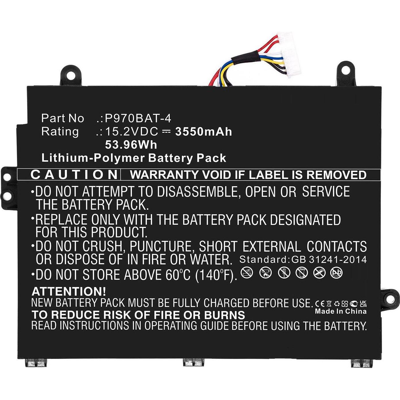 CoreParts Battery for Sager, Mifcom (3550 mAh), Notebook Akku, Schwarz