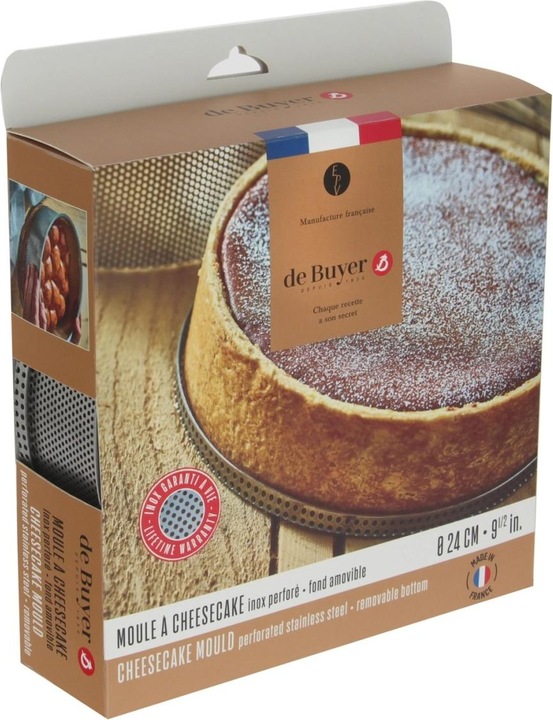 de Buyer Tortiera In Acciaio Inox Forata Abn. Fondo 24x6,5 (25.50 cm)
