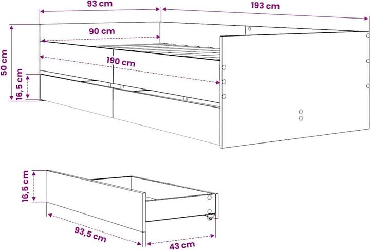 Image du produit vidaXL Bettgestell (90 x 190 cm)