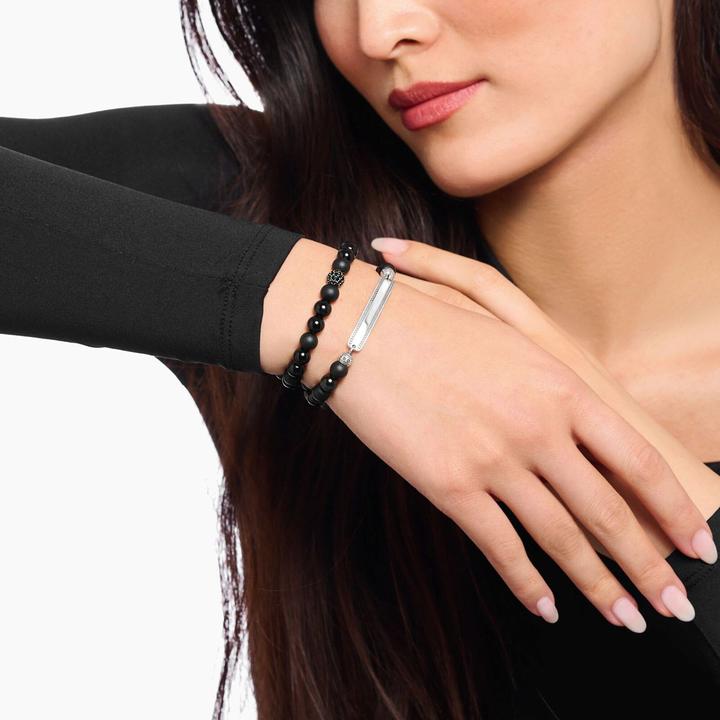 Immagine prodotto Thomas Sabo Bead Armband Obsidian schwarz (19 cm, Argento 925)