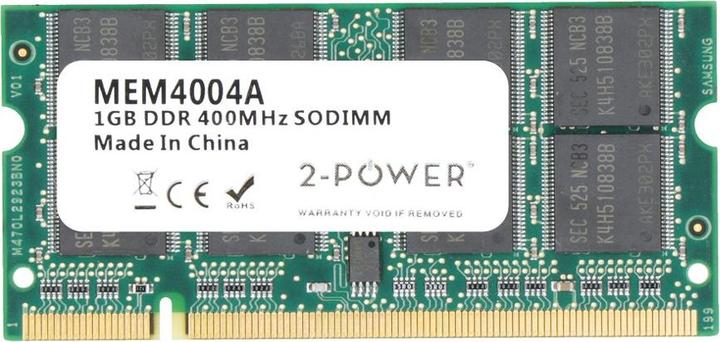 Produktbild 2-Power 1GB PC3200 400MHz SODIMM (1 x 1GB, 400 MHz, DDR-RAM, SO-DIMM)