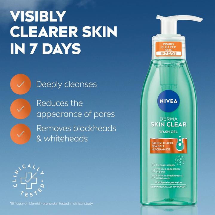 Image du produit NIVEA Derma Skin Clear Cleansing Gel Against Imperfections 150Ml (Gel nettoyant, 150 ml)