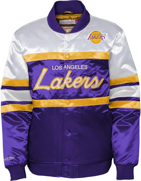 Actual product image Mitchell & Ness M&N Heavyweight Satin Jacket - SCRIPT Los Angeles Lakers - L (L)