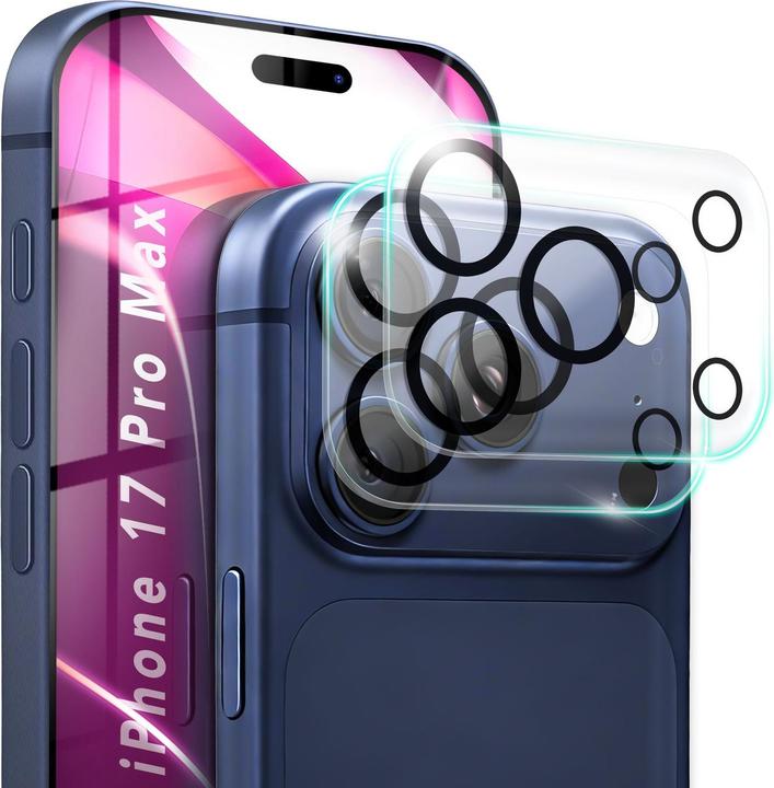 Actual product image Nalia Kameraglas "Focus.X2 MAX" - 2x Schutz Glas für Kamera Linse, Anti-Reflex, Ultra Klar, Full Cover (2 pcs., Apple iPhone 17 Pro Max)