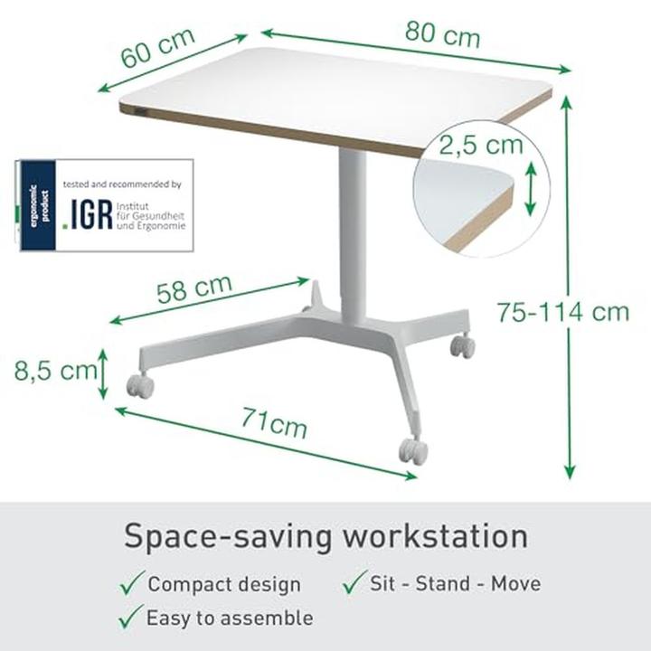 Produktbild Leitz Ergo Compact Workstation Höhenverstellbarer Schreibtisch (80 x 60 x 75 cm)