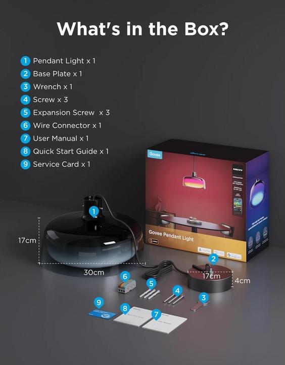 Actual product image Govee Pendelleuchte 30 x 30 x 17.1 cm