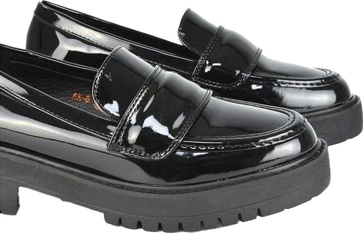 Actual product image XY London Womens/Ladies Kourtney Patent Leather Chunky Heel Loafers (36)