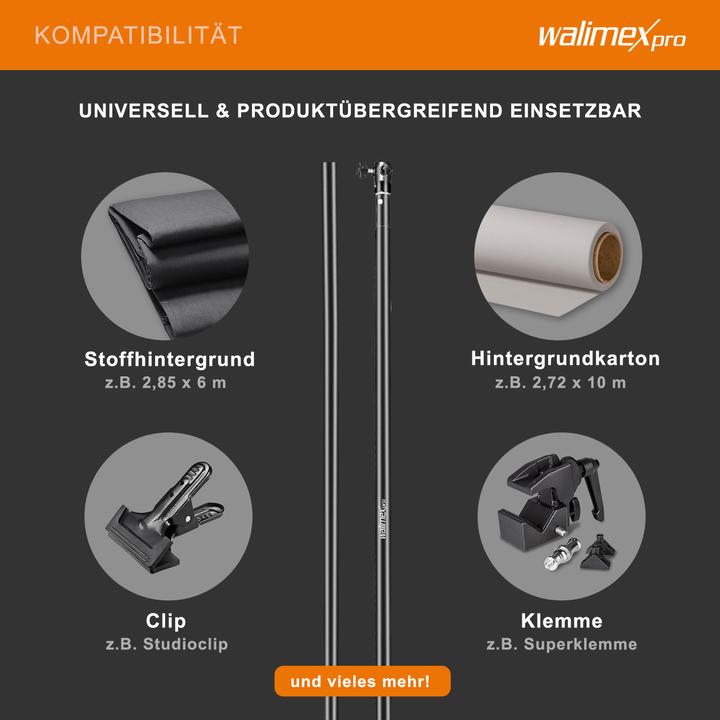 Produktbild Walimex Teleskop Hintergrundstange (224 cm, 6 cm)