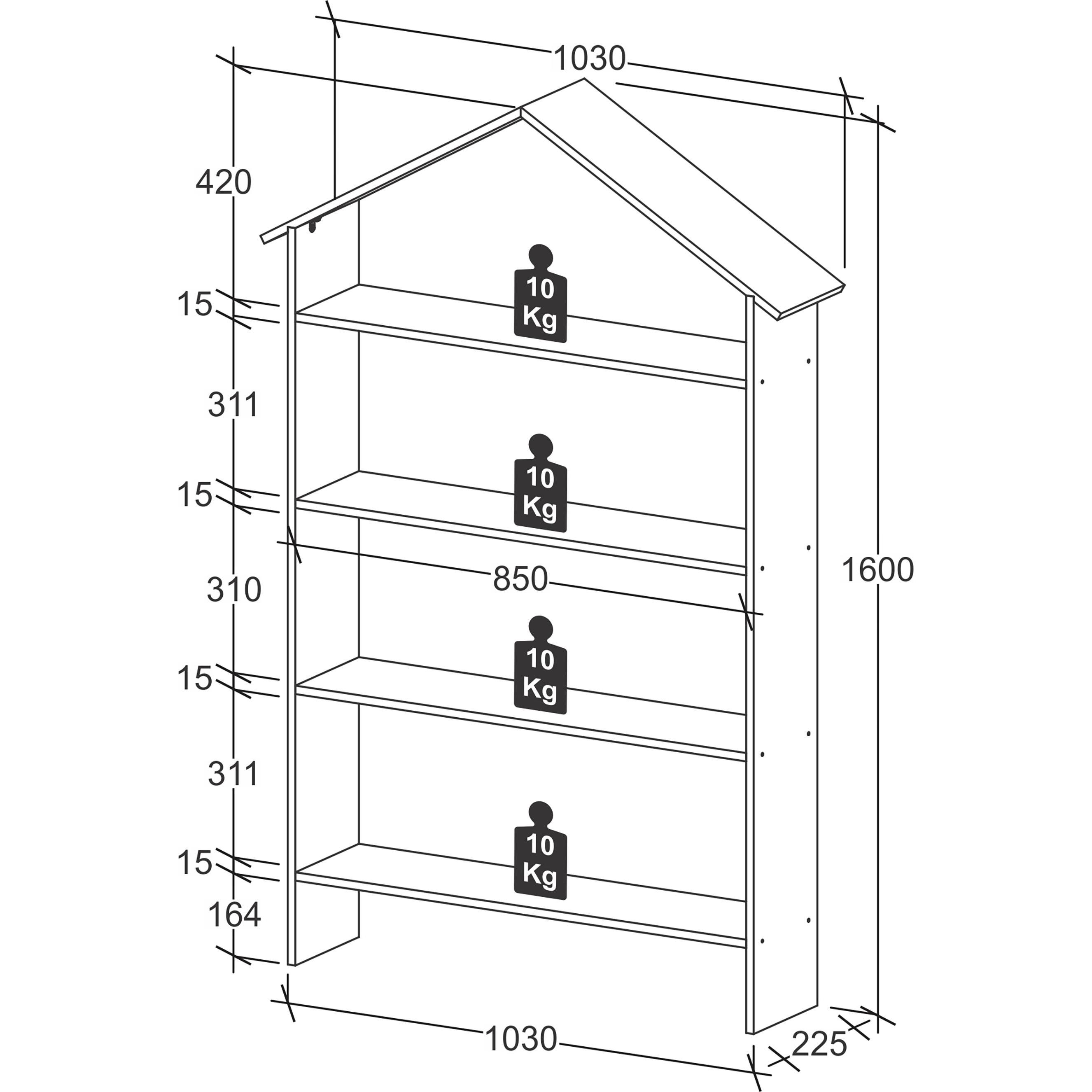 Thumbnail - VCM, Kinderregal, Holzregal stehend platzsparendes Kinder Regal Masse: H. 160 x B. 103 x T. 23 cm