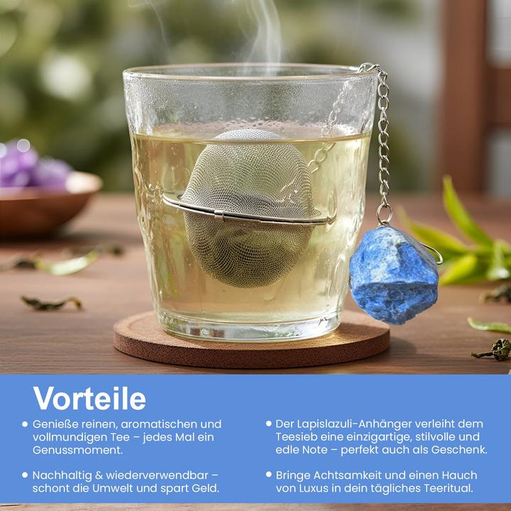 Actual product image Gewürzladen Näfels Teesieb mit Lapis-Lazuli-Anhänger, Teeei, Teekugel, Gewürzsieb