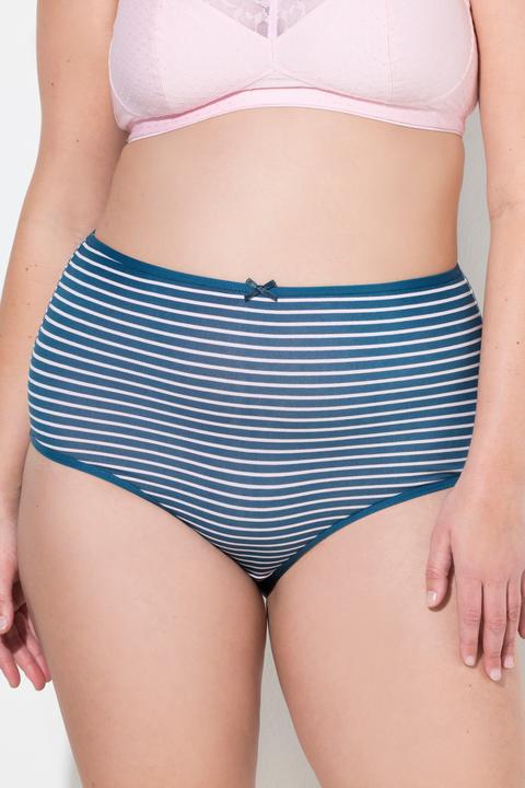 Produktbild Ulla Popken Maxislips, 5er-Pack, Ringel / einfarbig, High Waist (46, 48, 5er Pack)