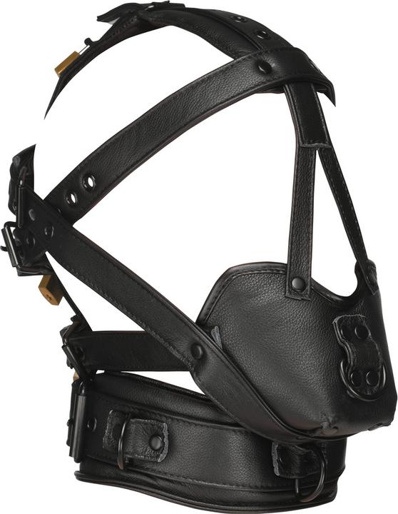 Image du produit XR Brands Leather Head Harness with Muzzle - Black