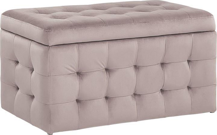 Actual product image Beliani Stool with storage space velvet fabric pink MICHIGAN