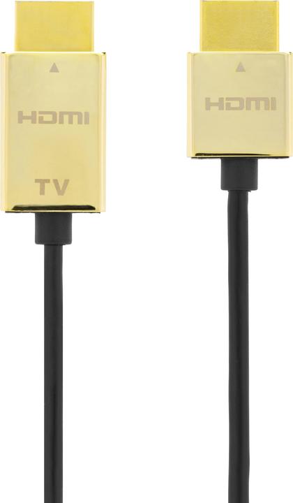 Actual product image Deltaco Kabelis Ultra-thin HDMI, 4K UHD,, juodas/auksinis / HDMI-1043-K / 00100012 (3 m, HDMI, 2.0)