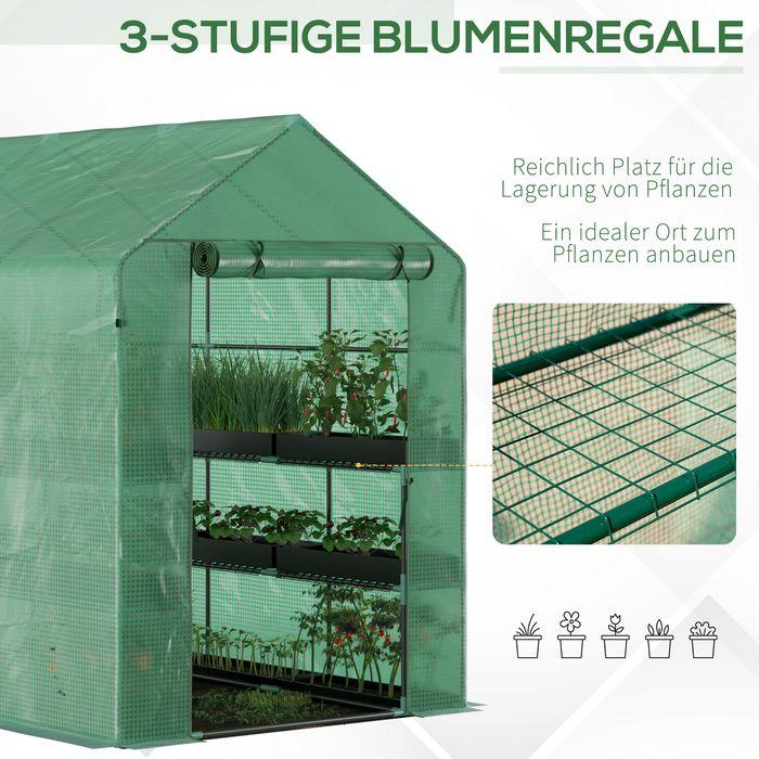 Immagine prodotto Swisshandel24 Serra a 8 ripiani con porta Verde 214 x 143 x 195 cm
