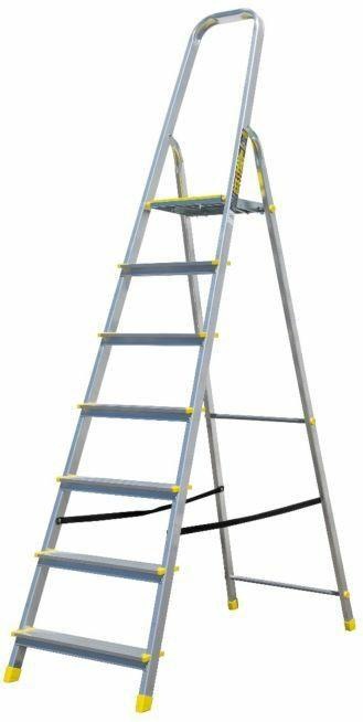 Metalkas BAYERSYSTEM ALUMINIUM LADDER 120kg 7 STEPS (Working platform, 11 cm)
