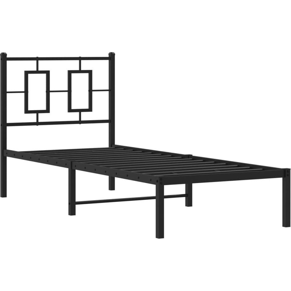 Thumbnail - VidaXL, Bett, Bettgestell mit Kopfteil Metallbett Bett Einzelbett Schwarz 90x200cm (90 x 200 cm)