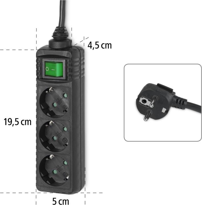Actual product image Hama socket strip (3x, CEE 7/3, 1.40 m)