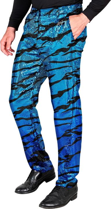 Widmann Men's sequin trousers in zebra look black/blue