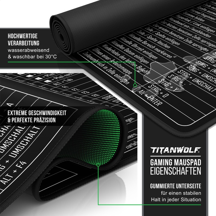 Actual product image Titanwolf Gaming Mauspad, 900 x 400mm XXL Speed Gaming Mausmatte, Mousepad Extragrosse Fläche, MS Function (XXL)