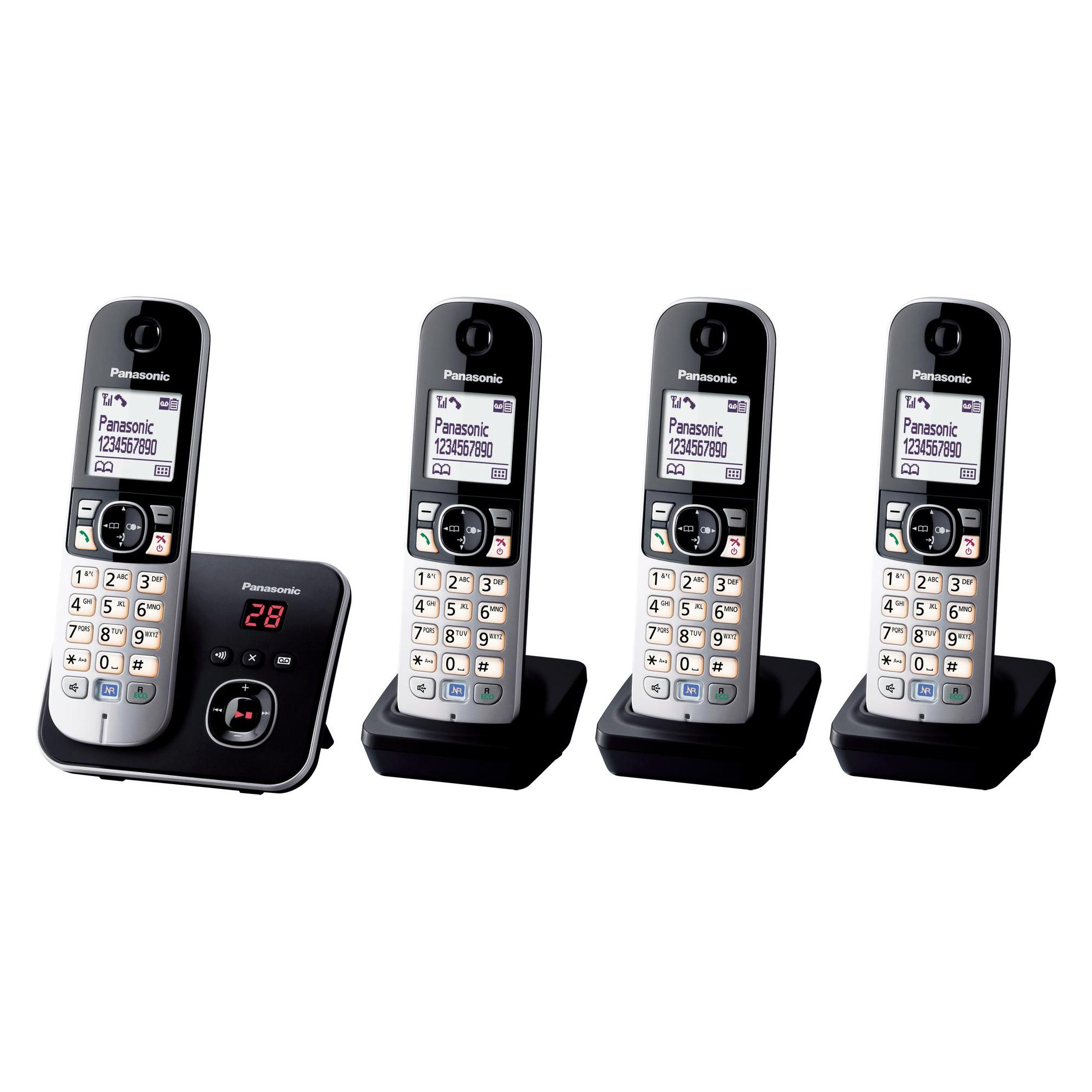 Panasonic KX-TG6824GB / DE, Telefon, Schwarz, Silber