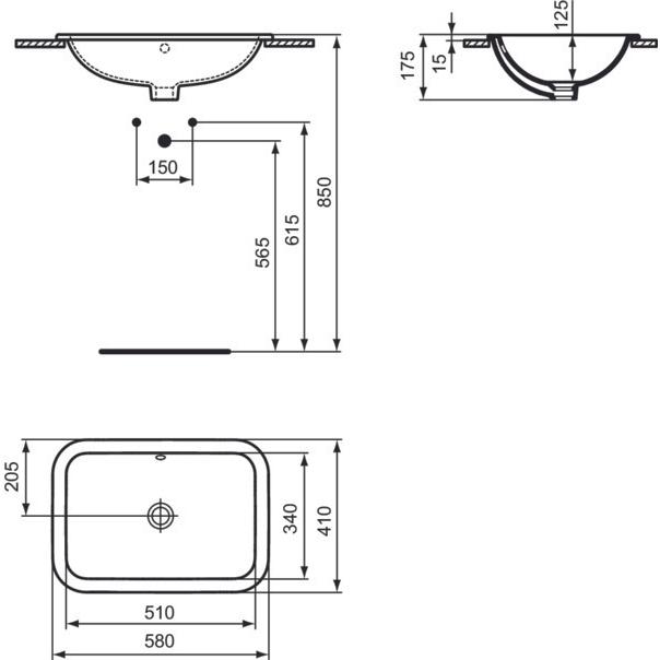 Thumbnail - Ideal Standard, Waschbecken, Connect Einbauwaschtisch rechteckig 580mm E5059 (410 mm, 430 mm)