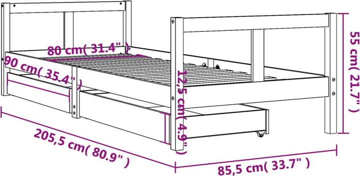 Produktbild vidaXL Kinderbett (90 x 200 cm)