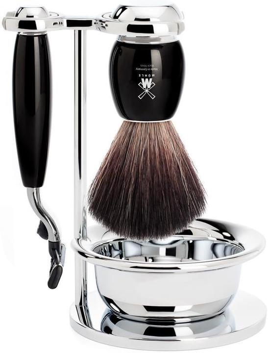Actual product image Mühle Shaving set, 4-piece with bowl, shaving brush with black fibre