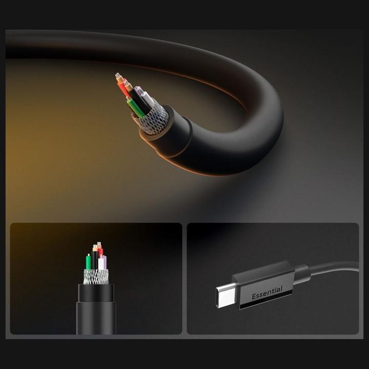 Actual product image Spigen - Data Cable Essential (EB6020CC) - Fast Charging, 2x Type-C, 60W, 480Mbps, 2m - Black (2 m, USB 2.0, 60 W)