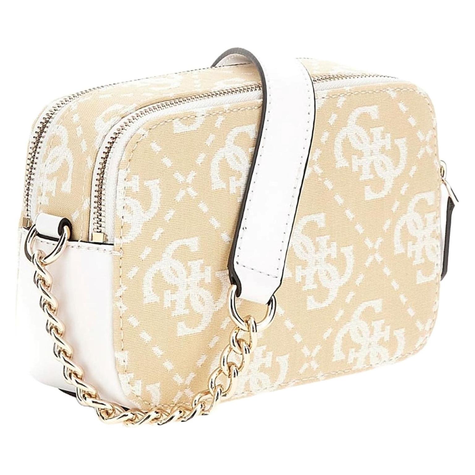 Guess, Damen, Handtasche, Ruma Crossbody Camera, Weiss, Beige