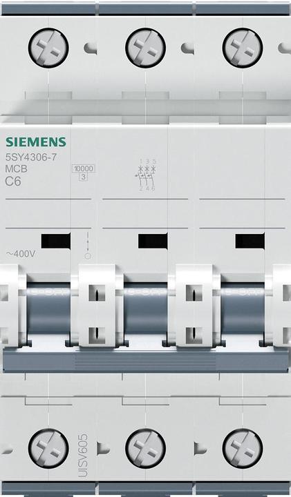 Produktbild Siemens MCB 3 Pole Type C 10kA 6A 400V (6 A)