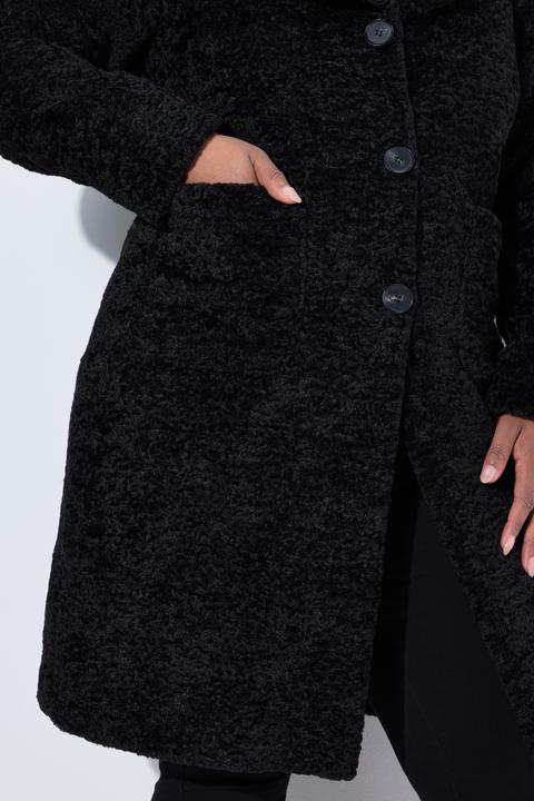 Image du produit Ulla Popken Manteau style astrakan en fourrure d'imitation, col à revers (42, 44)