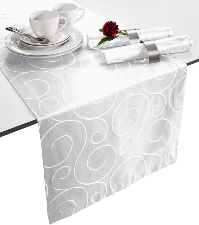 Nappe Rectangle Polyester Jacquard Damasse Maillon Anthracite 140 X 250 Cm 3574387217803